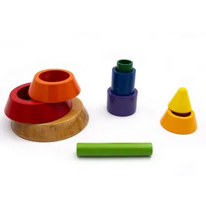 Encaje vertical pirámide madera 9 piezas