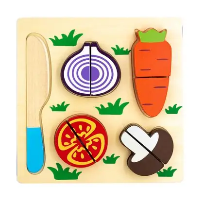 Encaje madera verduras para cortar