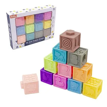 Cubos apilables goma soft diferentes texturas 12 p