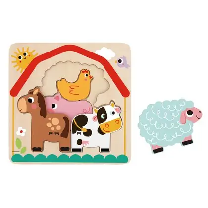Encaje de capas animales de la granja 7 piezas
