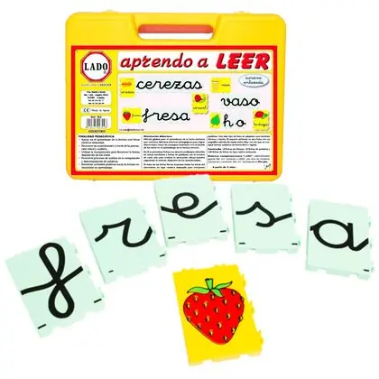 Maleta aprendo a leer letra cursiva enlazada