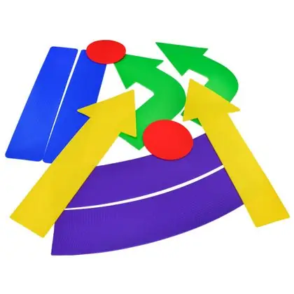 Set de flechas, rectas, curvas y círculos de piso