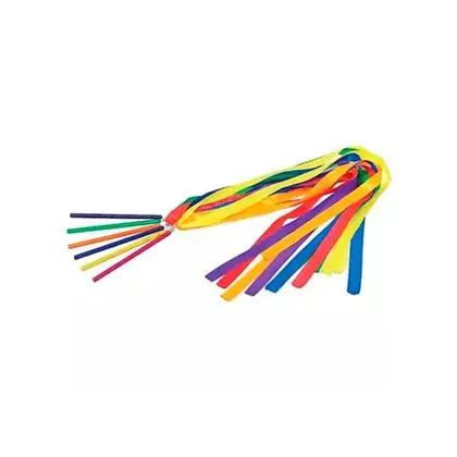Cintas ritmicas 6 colores mango corto 180 x 23 cm.