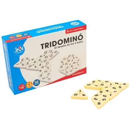Domino 3 caras tridominó 3.5 cm 56 piezas