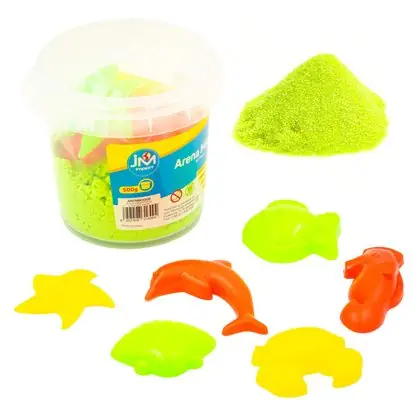 Arena mágica verde 500gr con moldes