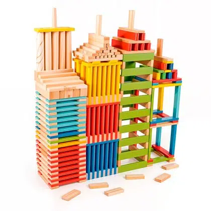 Juego de construcción apilable madera 100 piezas