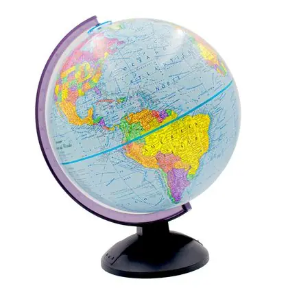 Globo terráqueo azul base y arco plástico 30 cm