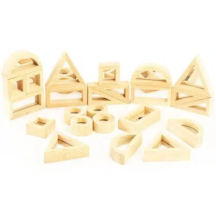 Bloques de madera 3d con espejo irrompible