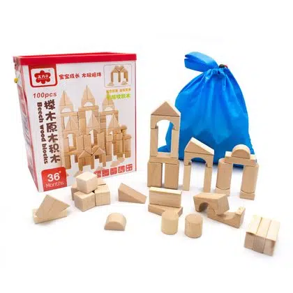 Bloques madera natural 100 piezas