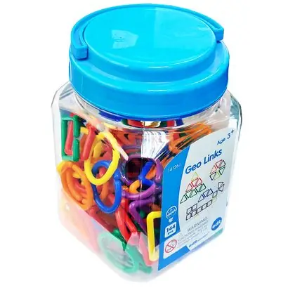 Cadenas figuras geométricas 6 colores 144 piezas