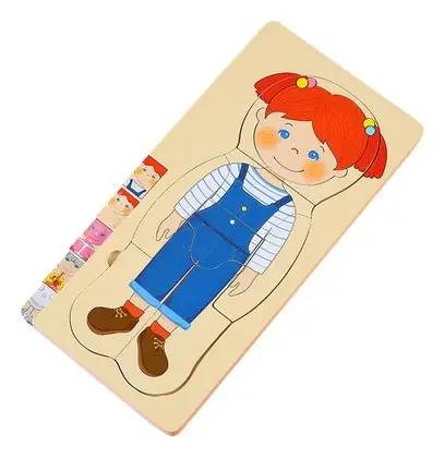 Puzzle de niña en capas de madera