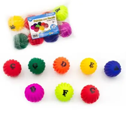 Pelotas con sonido escala musical