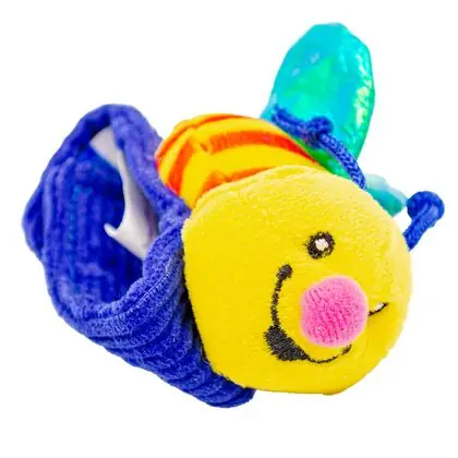 Muñequera cascabel chinita tornasol/azul