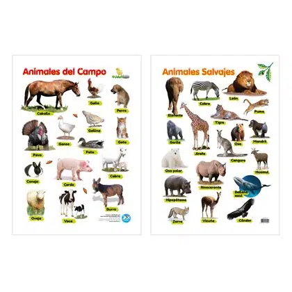 Láminas animales de granja y salvajes